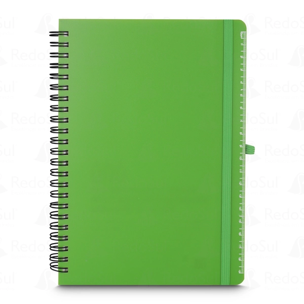Caderno Personalizado de Anotações em pp reciclável com suporte para caneta